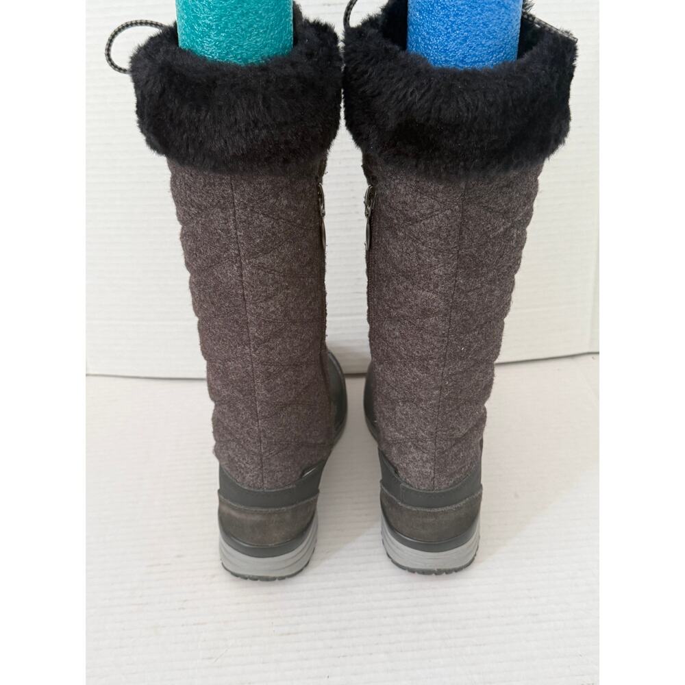 Women's Salomon Gray High Tall Snow Boots Quilted Faux Fur Clima Shield Sz 5 - Picture 6 of 8
